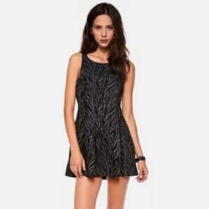 Free People Black and Gray Mini Dress